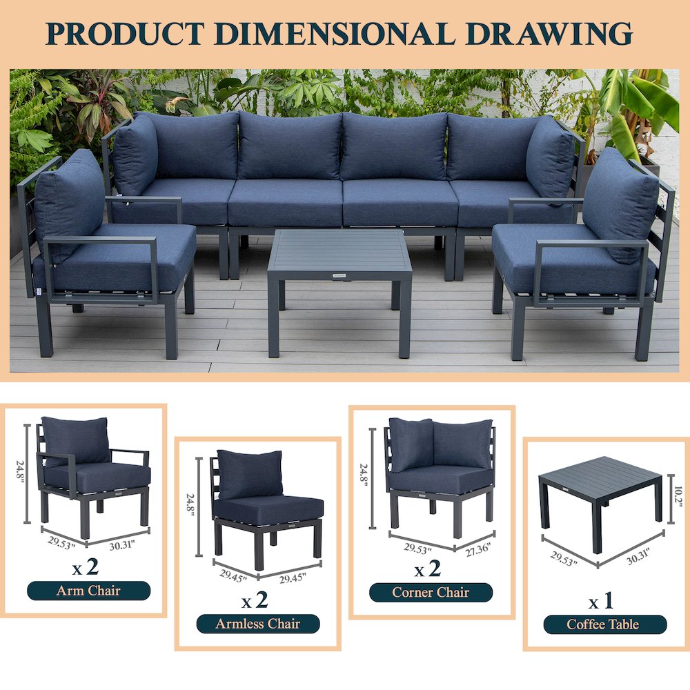 Chelsea 7-Piece Patio Sectional And Coffee Table. Picture 9