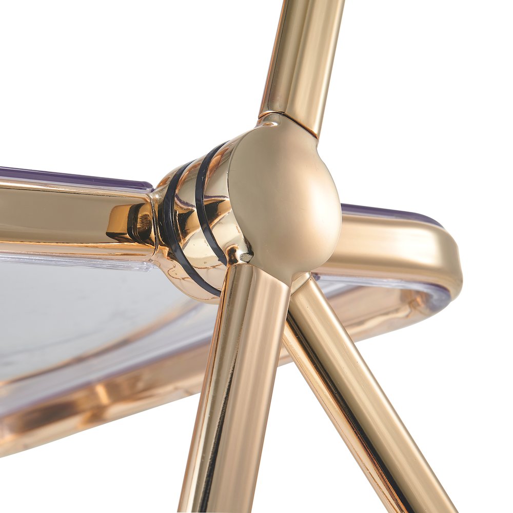 Lawrence Acrylic Folding Chair With Gold Metal Frame, Set of 2. Picture 14