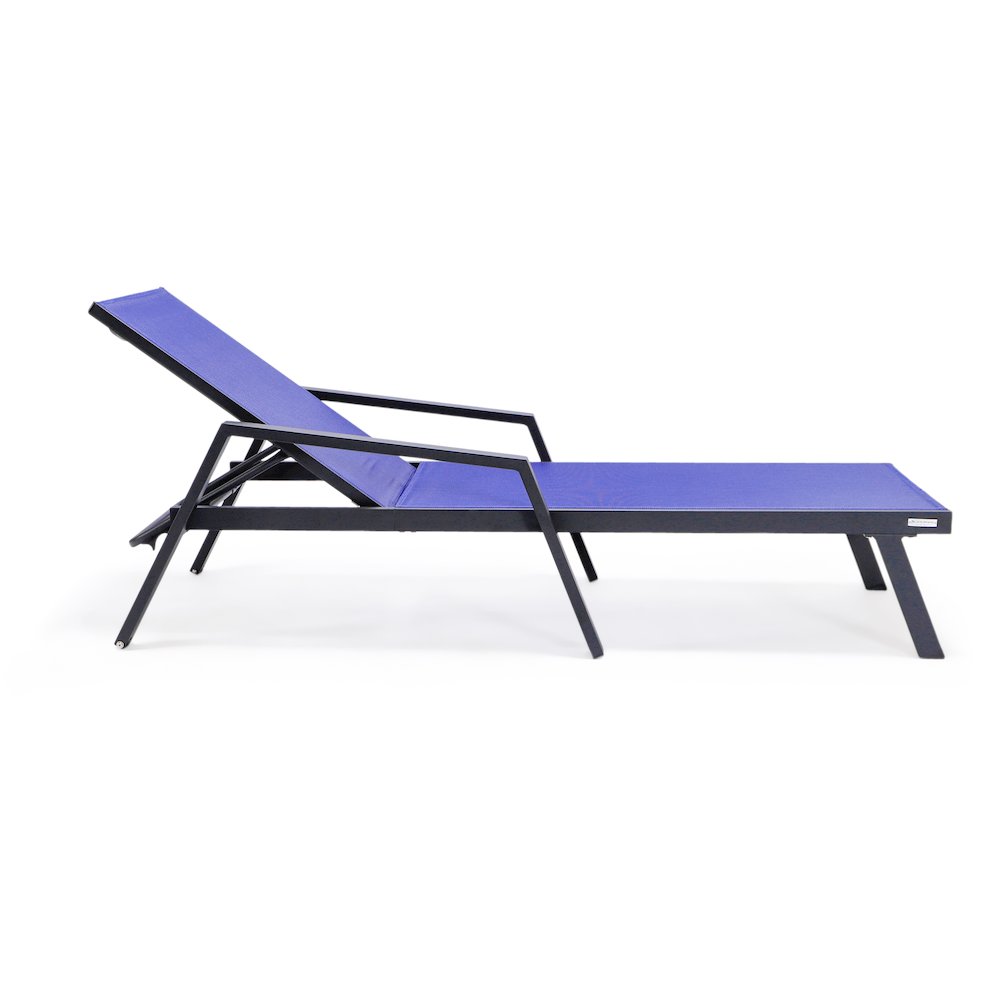 Marlin Patio Chaise Lounge Chair With Armrests in Black Aluminum Frame. Picture 12