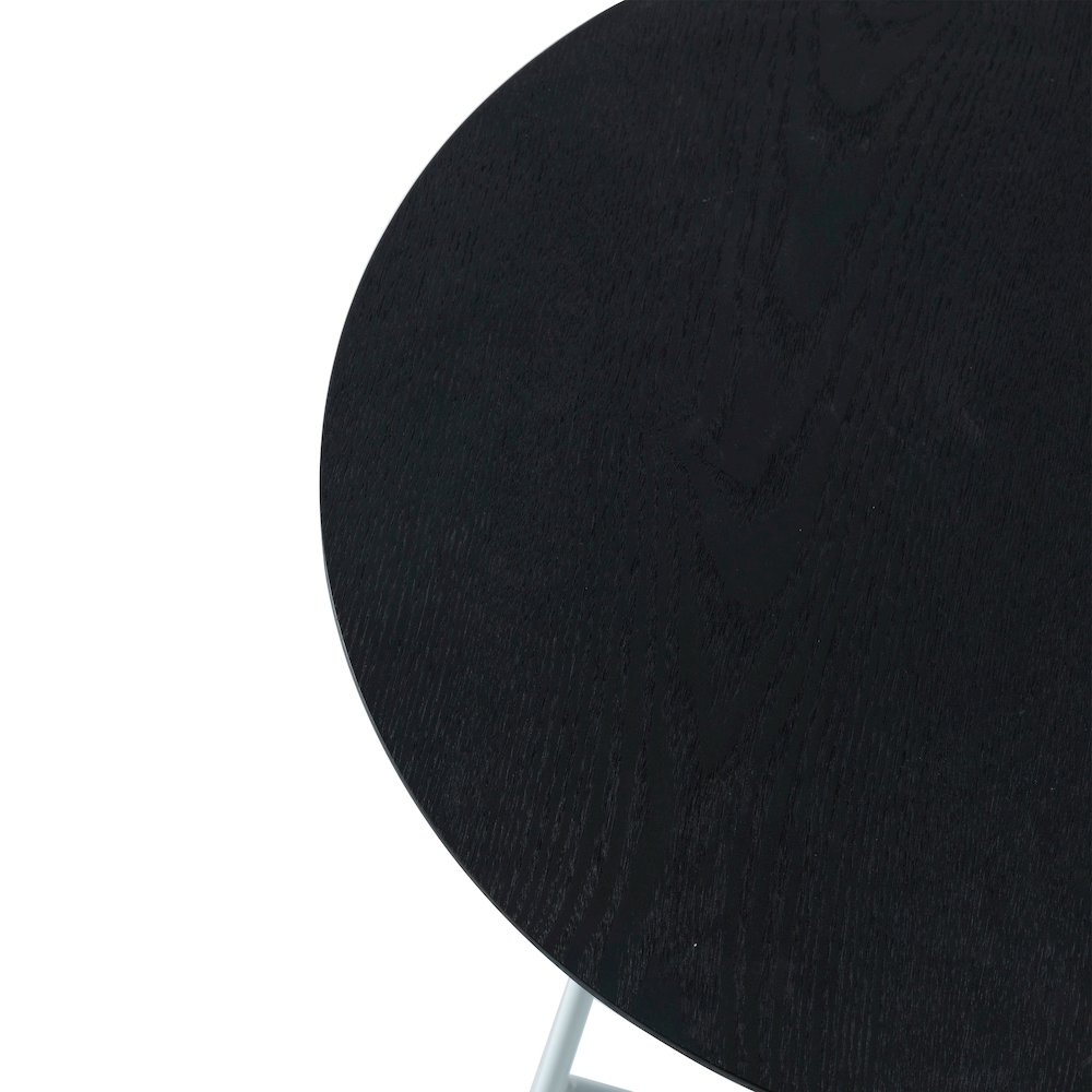 Rossmore Mid Century Modern Round Side Table With White Steel Frame. Picture 18