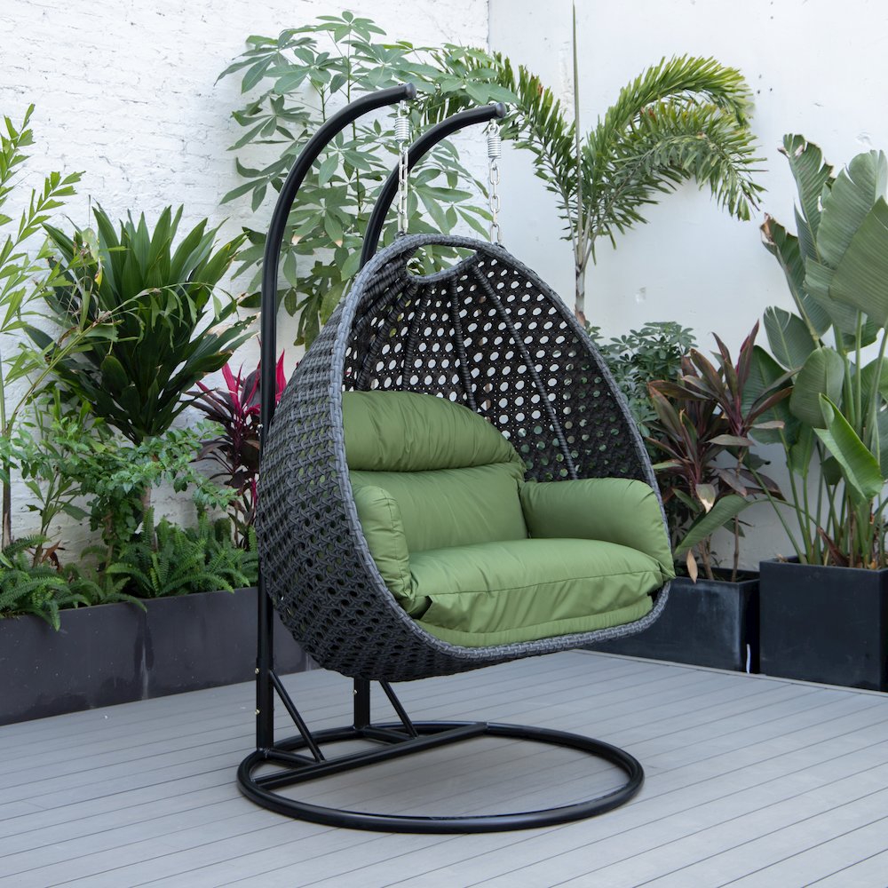 Mendoza Charcoal Wicker Hanging 2 person Egg Swing Chair. Picture 2