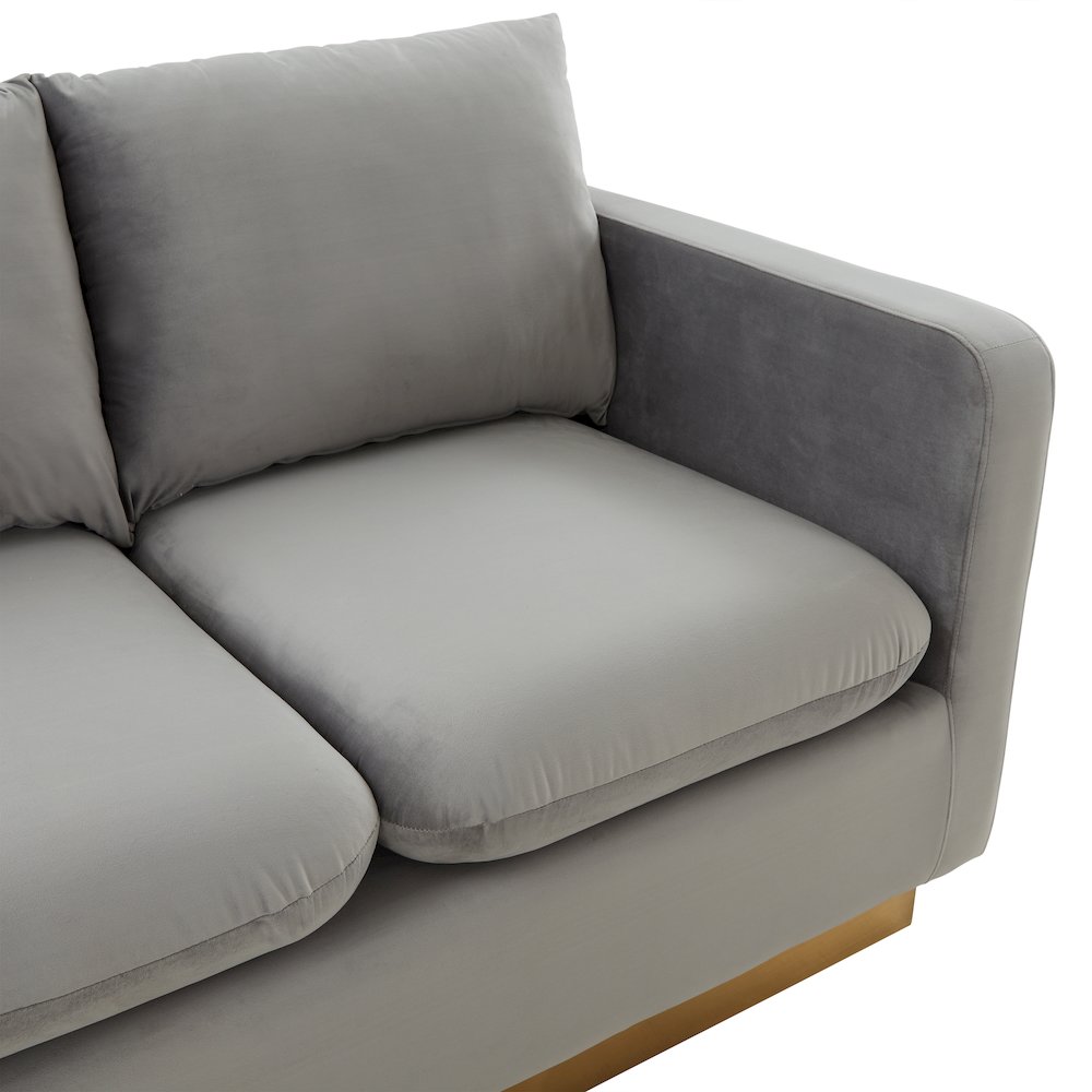 Nervo Modern Mid-Century Upholstered Velvet Loveseat with Gold Frame. Picture 5