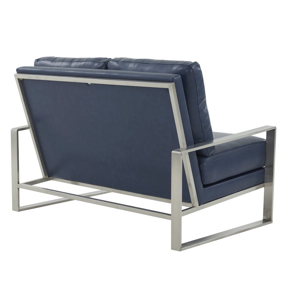 Jefferson Contemporary Modern Faux Leather Loveseat With Silver Frame. Picture 5