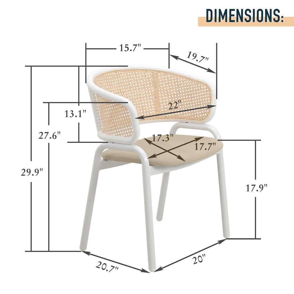 Ervilla - Dining Chair - White frame in Taupe Leather Set of 2. Picture 7