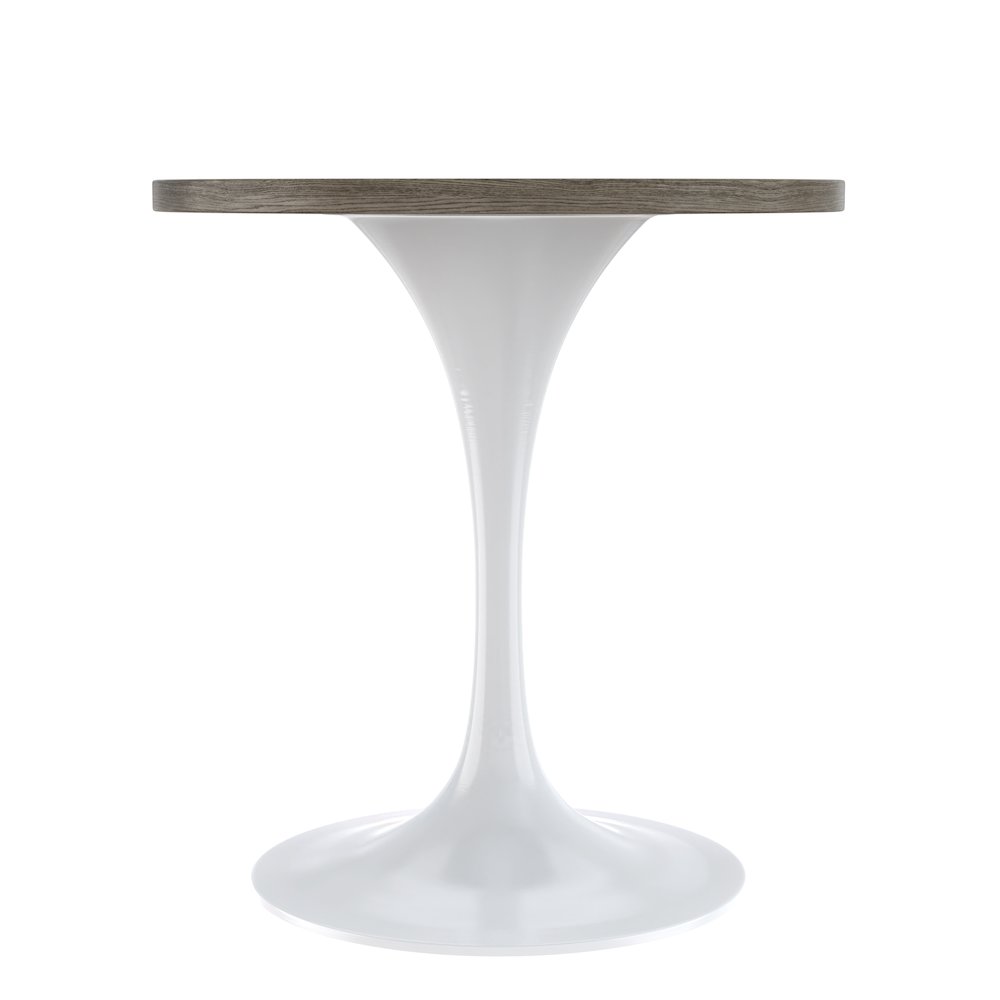 Verve Collection 27 Round Dining Table, White Base with Dark Maple MDF Top. Picture 5