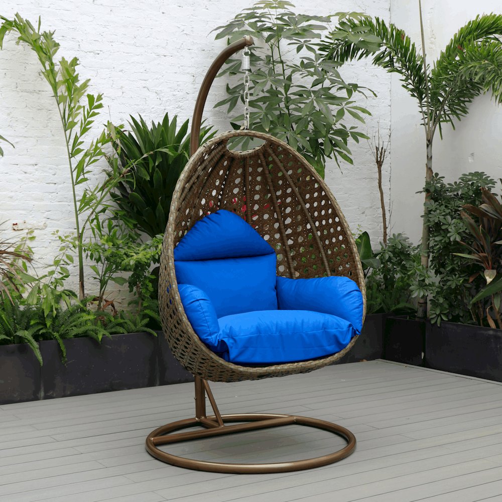 Beige Wicker Hanging Egg Swing Chair. Picture 1