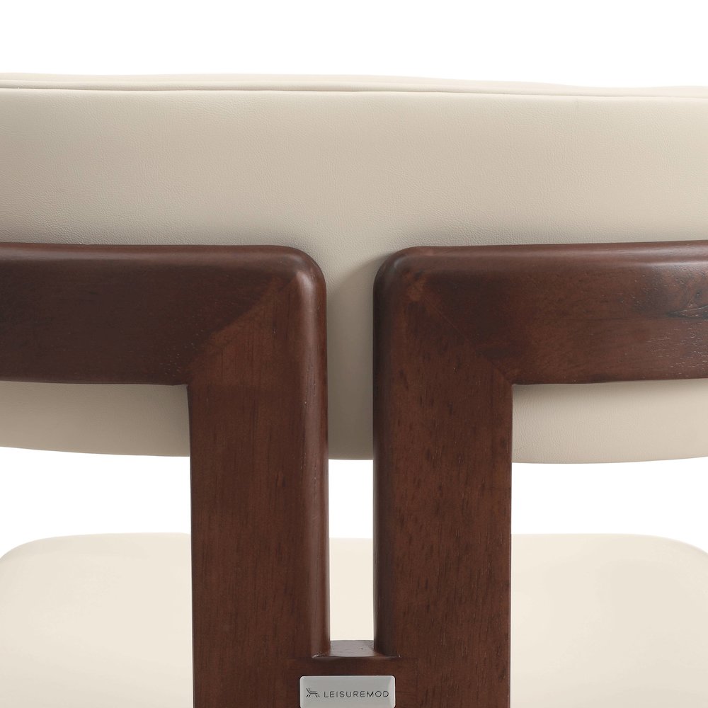 Velo Series Modern Dining Chair in Walnut Color Wood with Toupe Seat. Picture 12