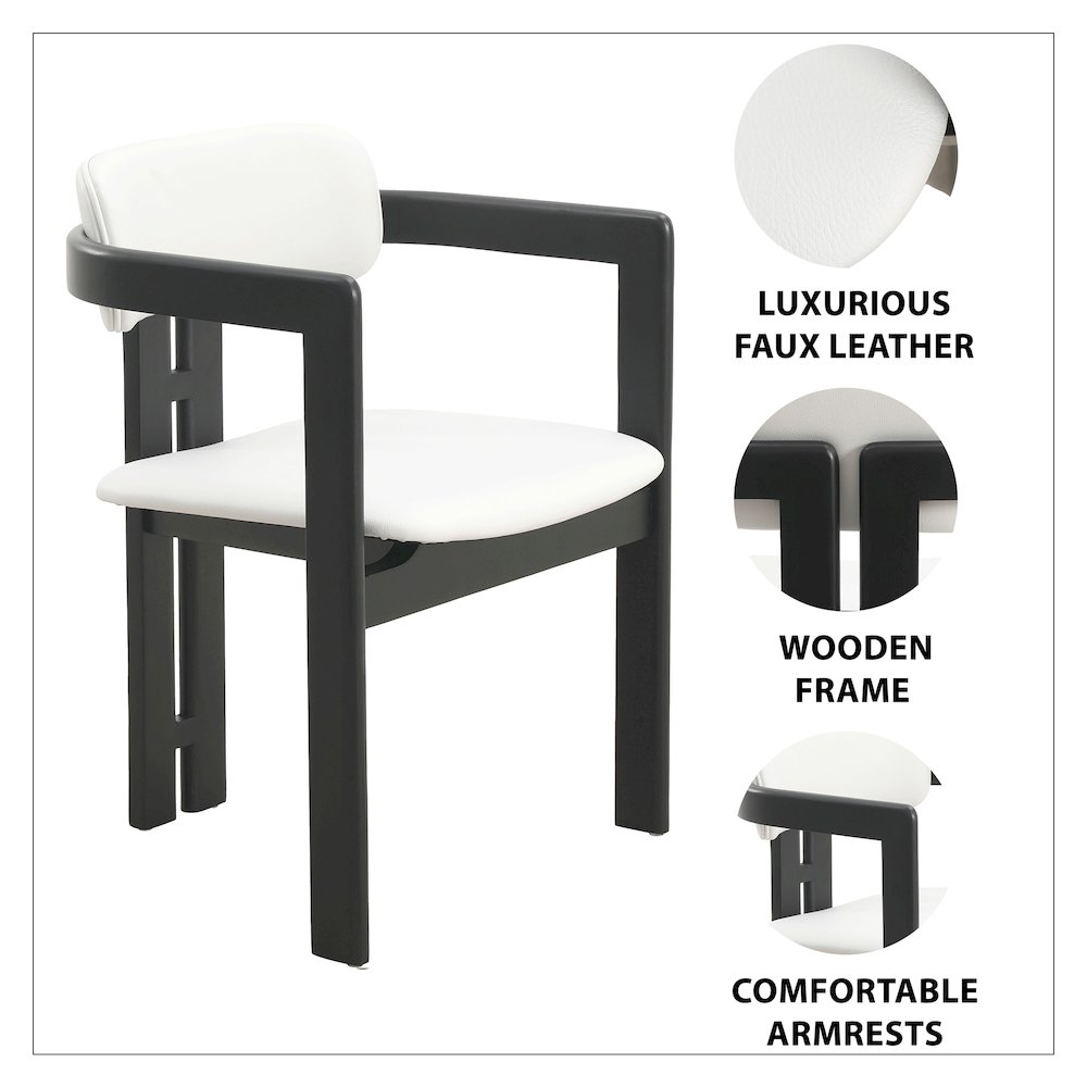 Velo Series Modern Dining Chair in Black Wood with Off White Seat. Picture 4
