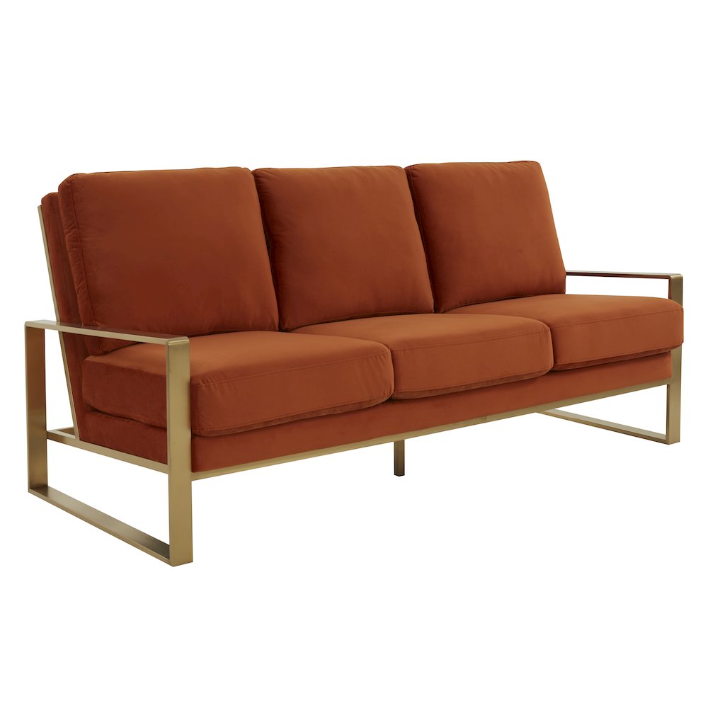 Jefferson Contemporary Modern Design Velvet Sofa With Gold Frame.. Picture 1