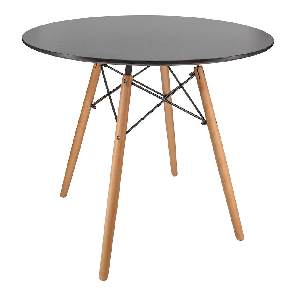 Dover 3-Piece Dining Set with Round Black MDF Top Bistro Table in Blue. Picture 7