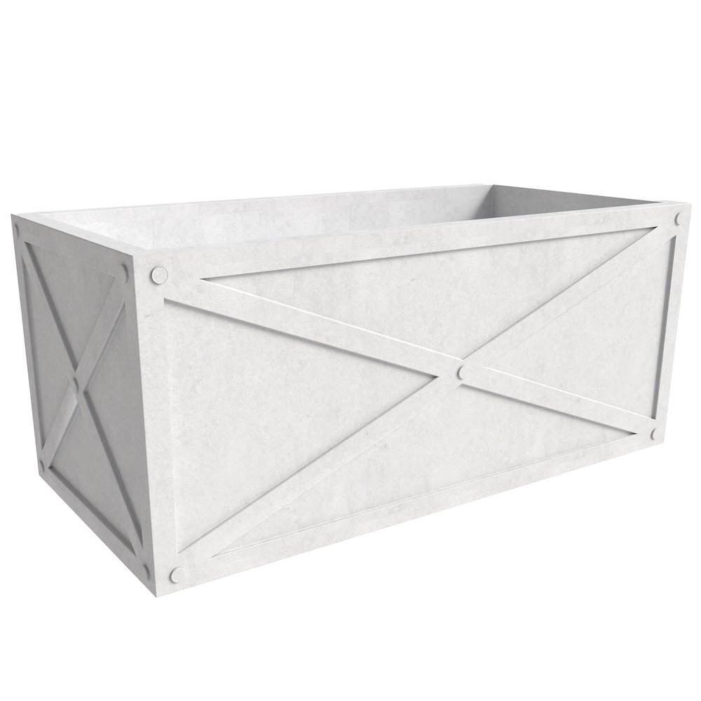 Bonsai Series Rectangle Poly Stone Planter in White 14.6 x 13 30 Long. Picture 3