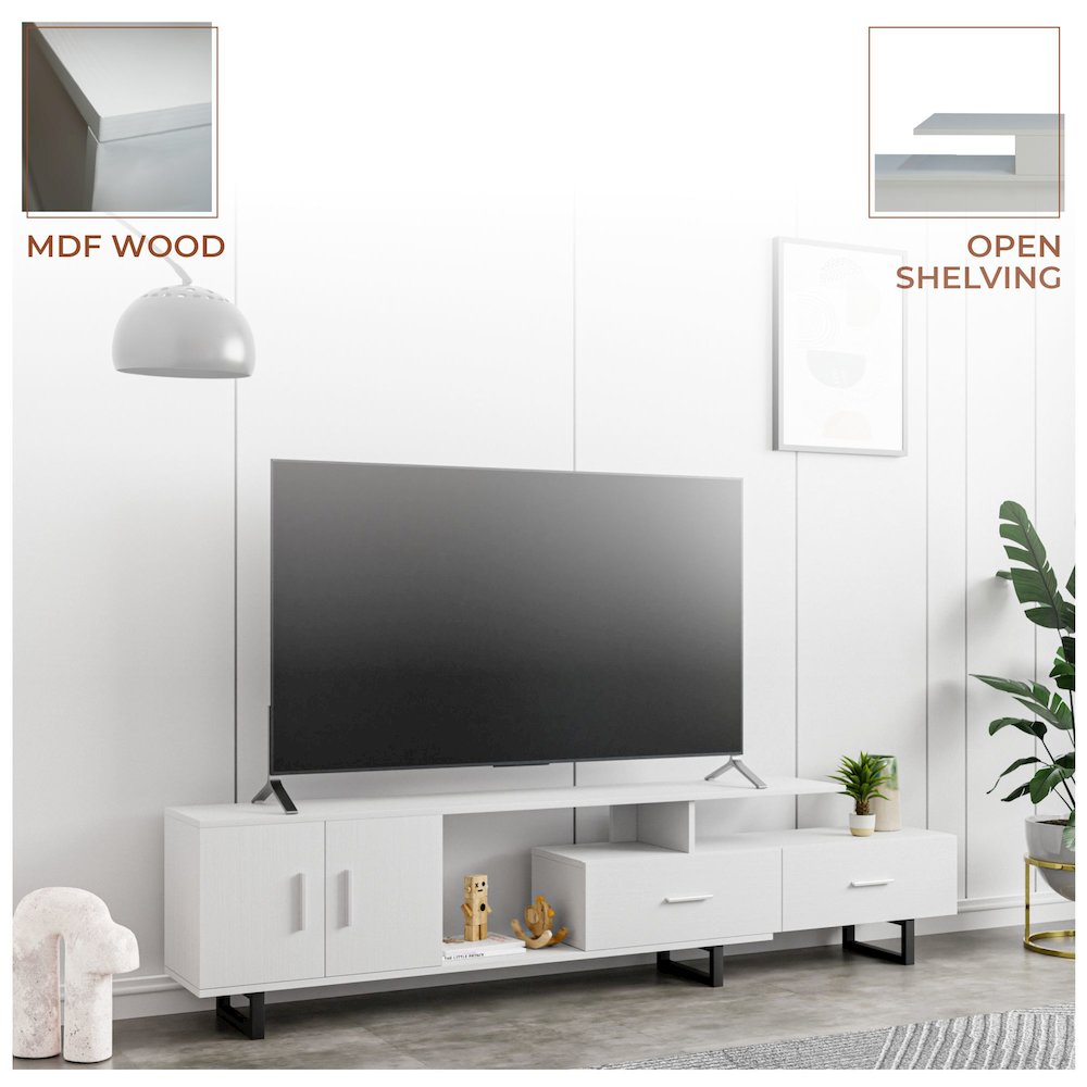 Avery Mid-Century Modern TV Stand with MDF Cabinet and Powder Coated Steel Legs. Picture 26