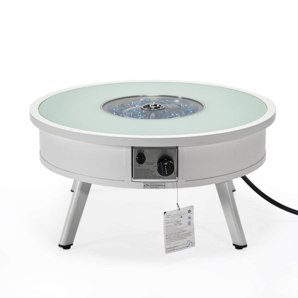 Walbrooke Outdoor Patio Aluminum Round Fire Pit Side Table. Picture 6