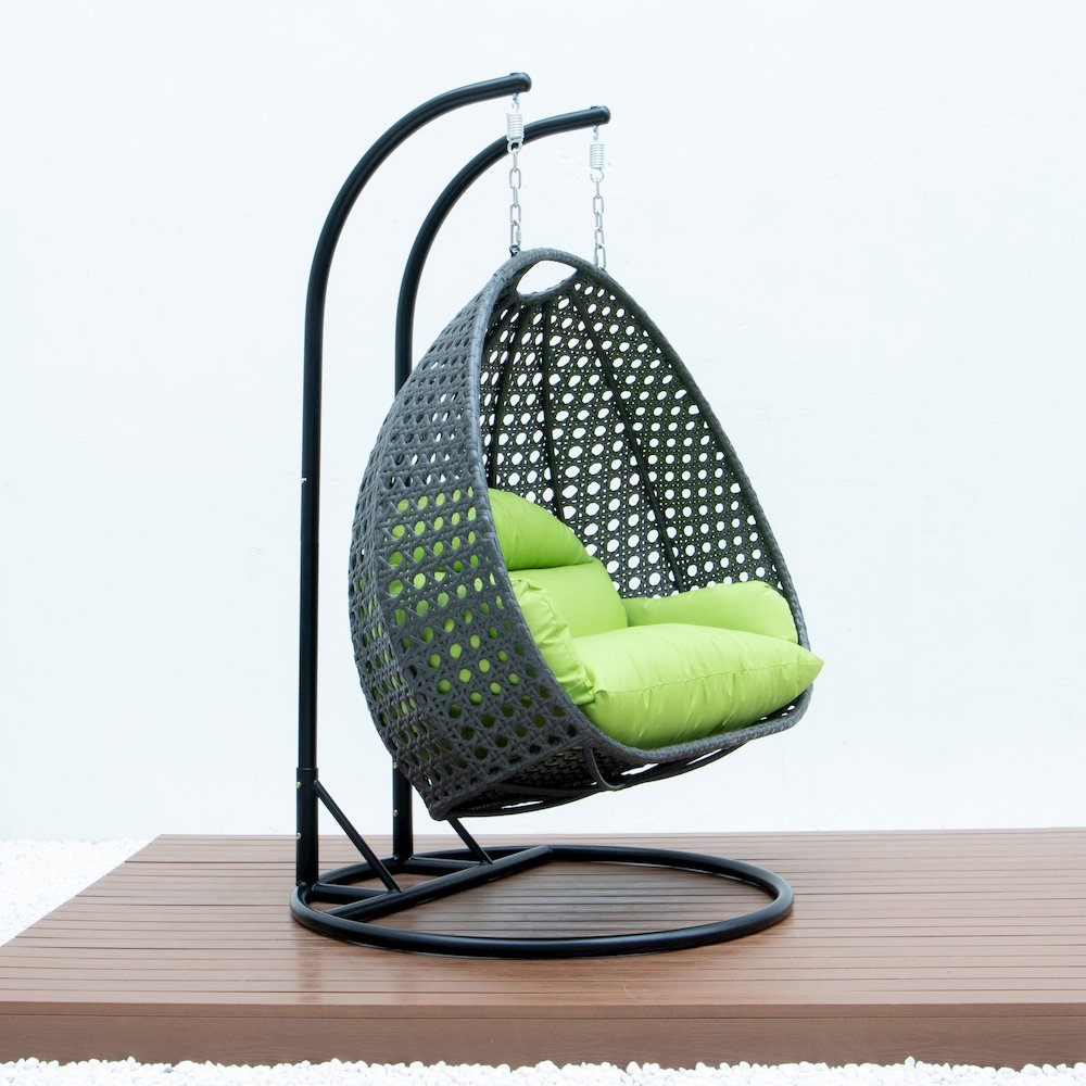 Charcoal Wicker Hanging 2 person Egg Swing Chair. Picture 4
