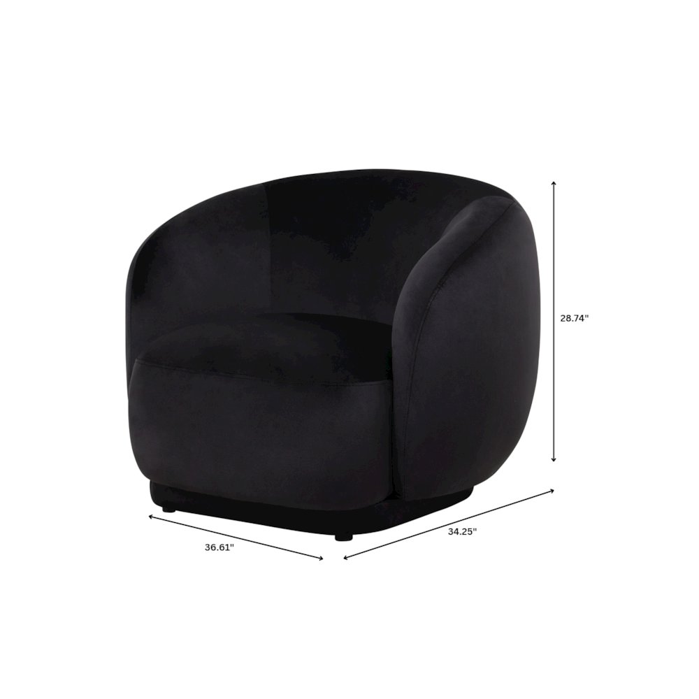Faze Collection Modern Single Seater Sofa in Black Velvet. Picture 7