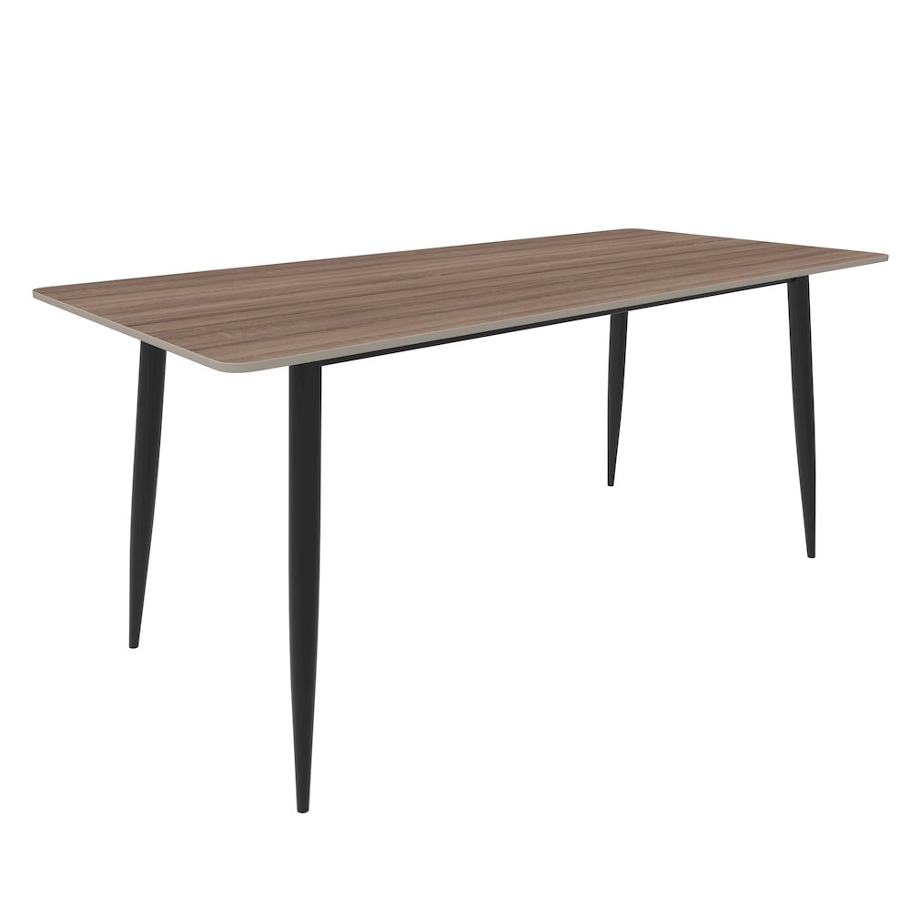 Zayle 62" Rectangle Sintered Stone Dining Table in Red Oak with BLack Base. Picture 1