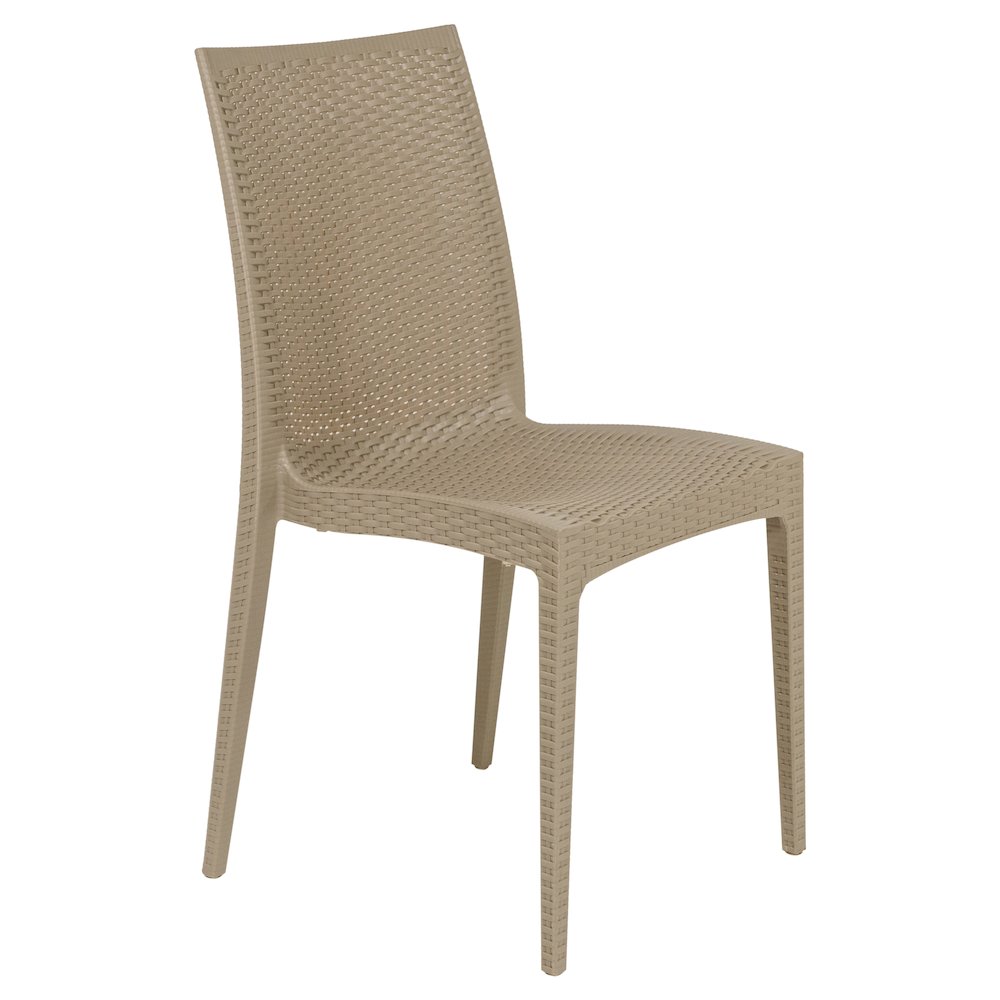 Weave Mace Indoor/Outdoor Armless Dining Chair in Taupe. Picture 1