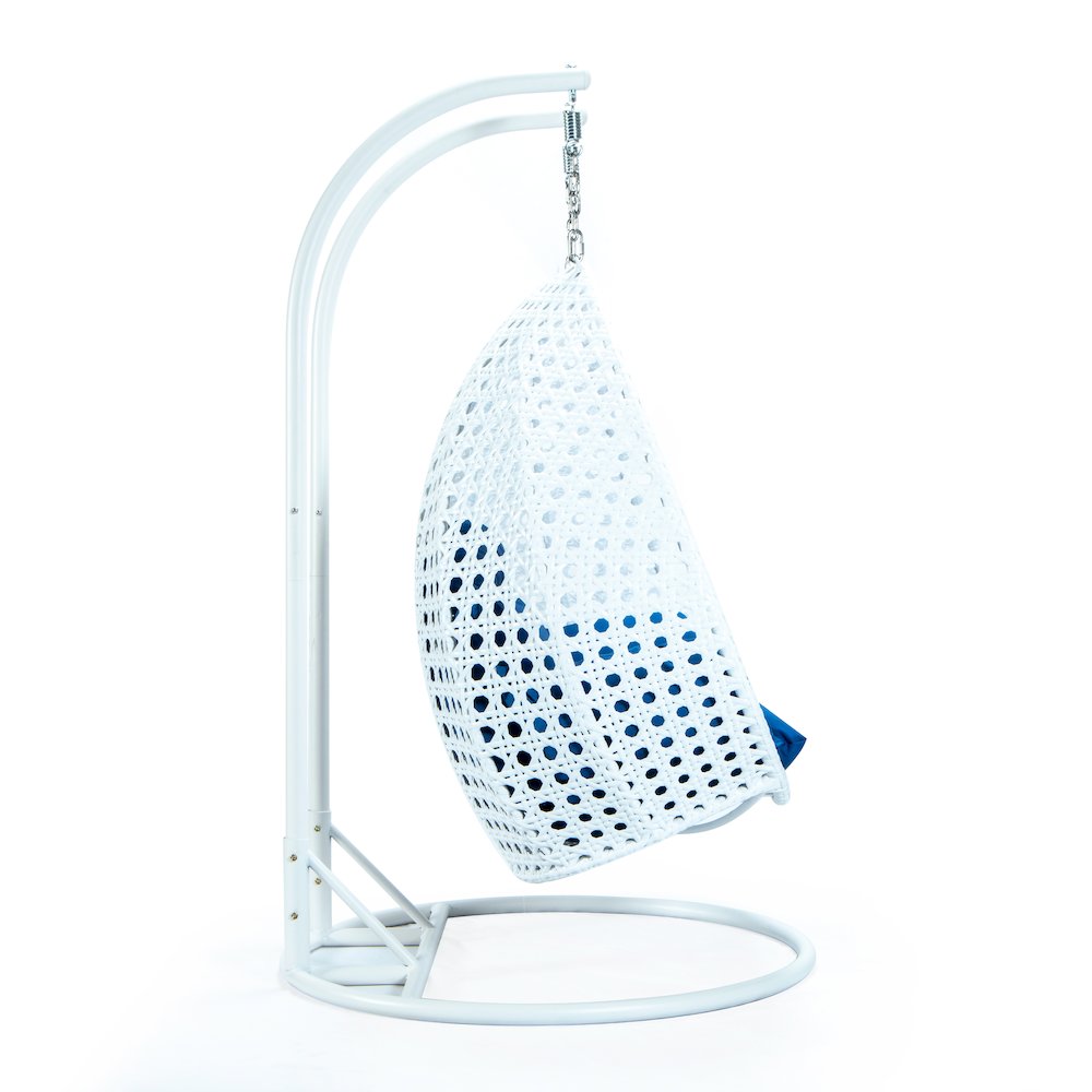 White Wicker Hanging 2 person Egg Swing Chair. Picture 7