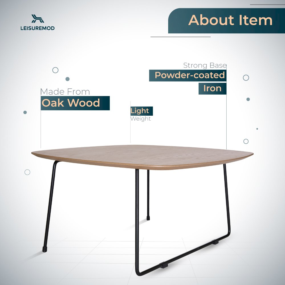 Pemborke Mid Century Modern Square Coffee Table in Natural Wood. Picture 3