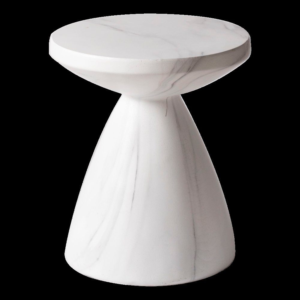 Dune Collection Fiberglass Outdoor Side Table in Marble White. Picture 2