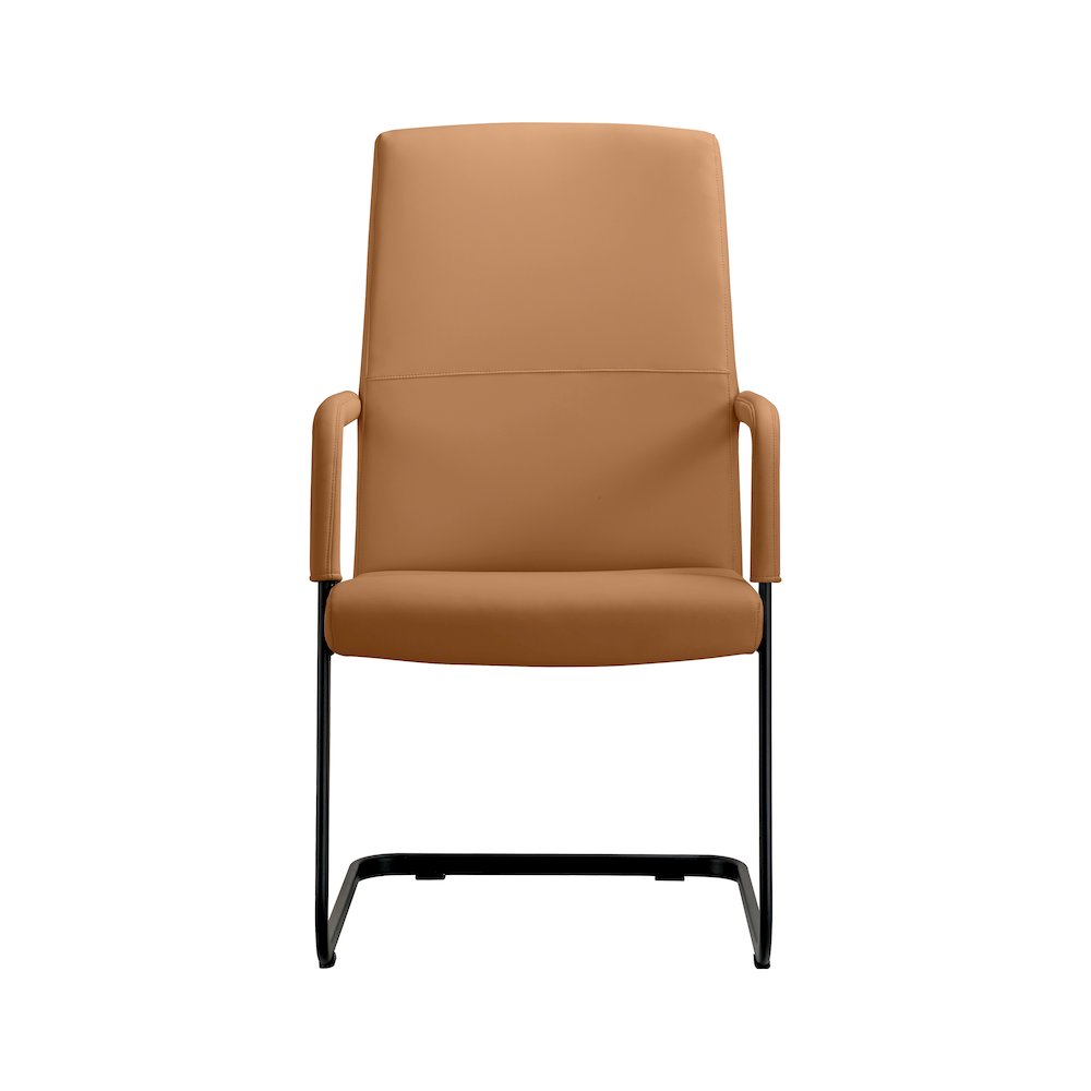 Evander Office Guest Chair in Acorn Brown Leather. Picture 10