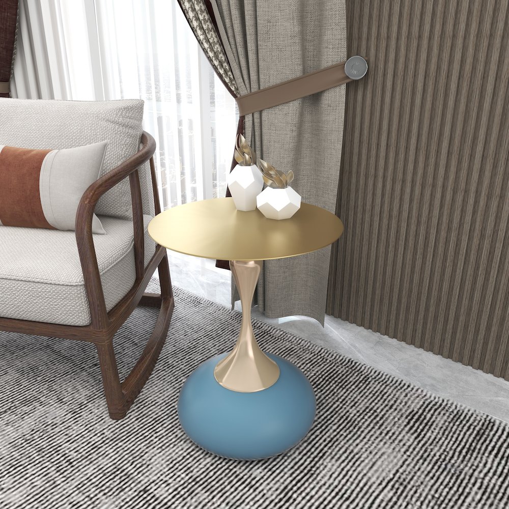 Savoy Collection Modern End Table In Blue. Picture 2