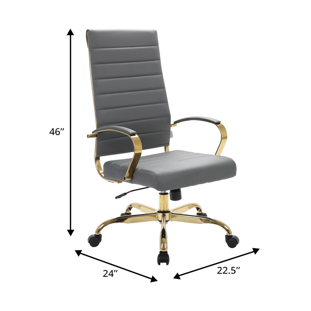 Benmar High-Back Leather Office Chair With Gold Frame. Picture 16