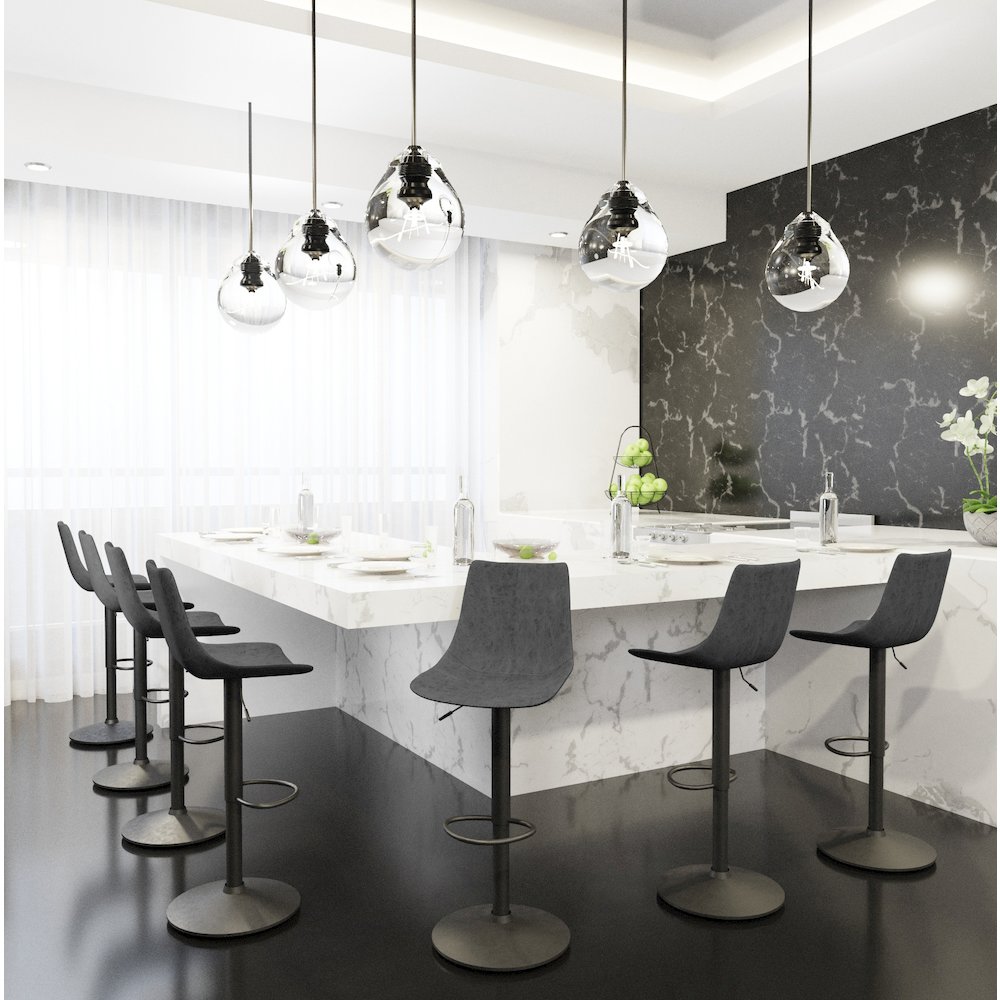 Tilbury Modern Adjustable Bar Stool in Charcoal Black. Picture 2
