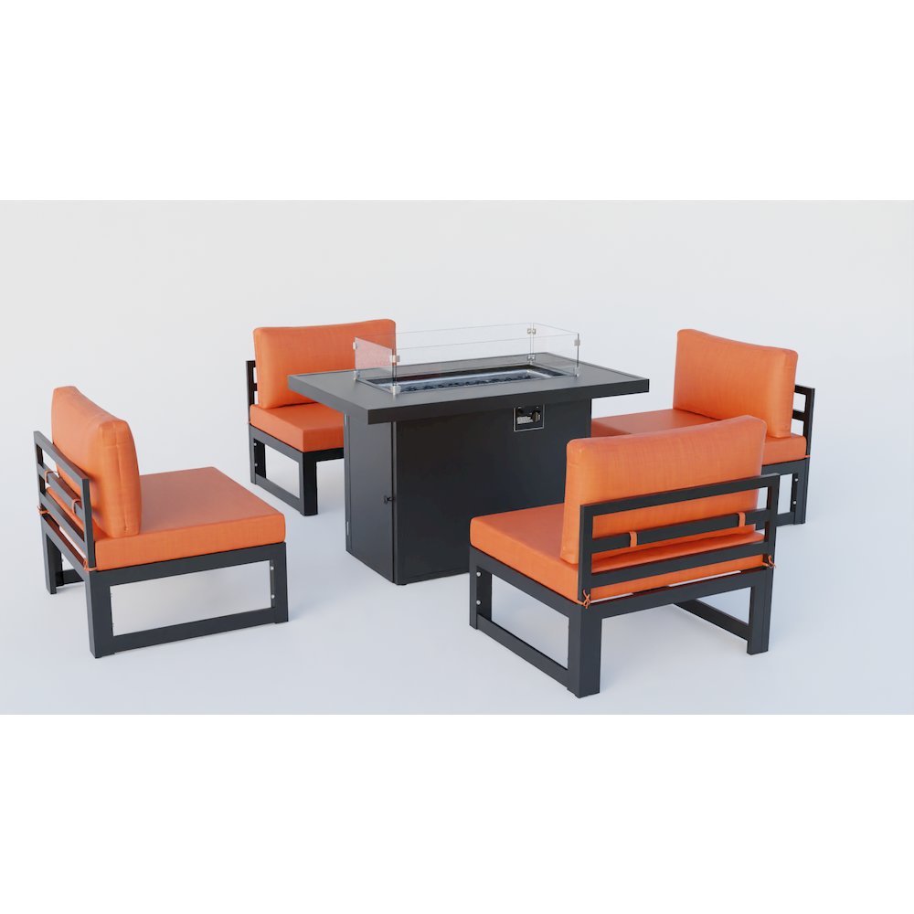 Chelsea 5-Piece Middle Patio Chairs and Fire Pit Table. Picture 5