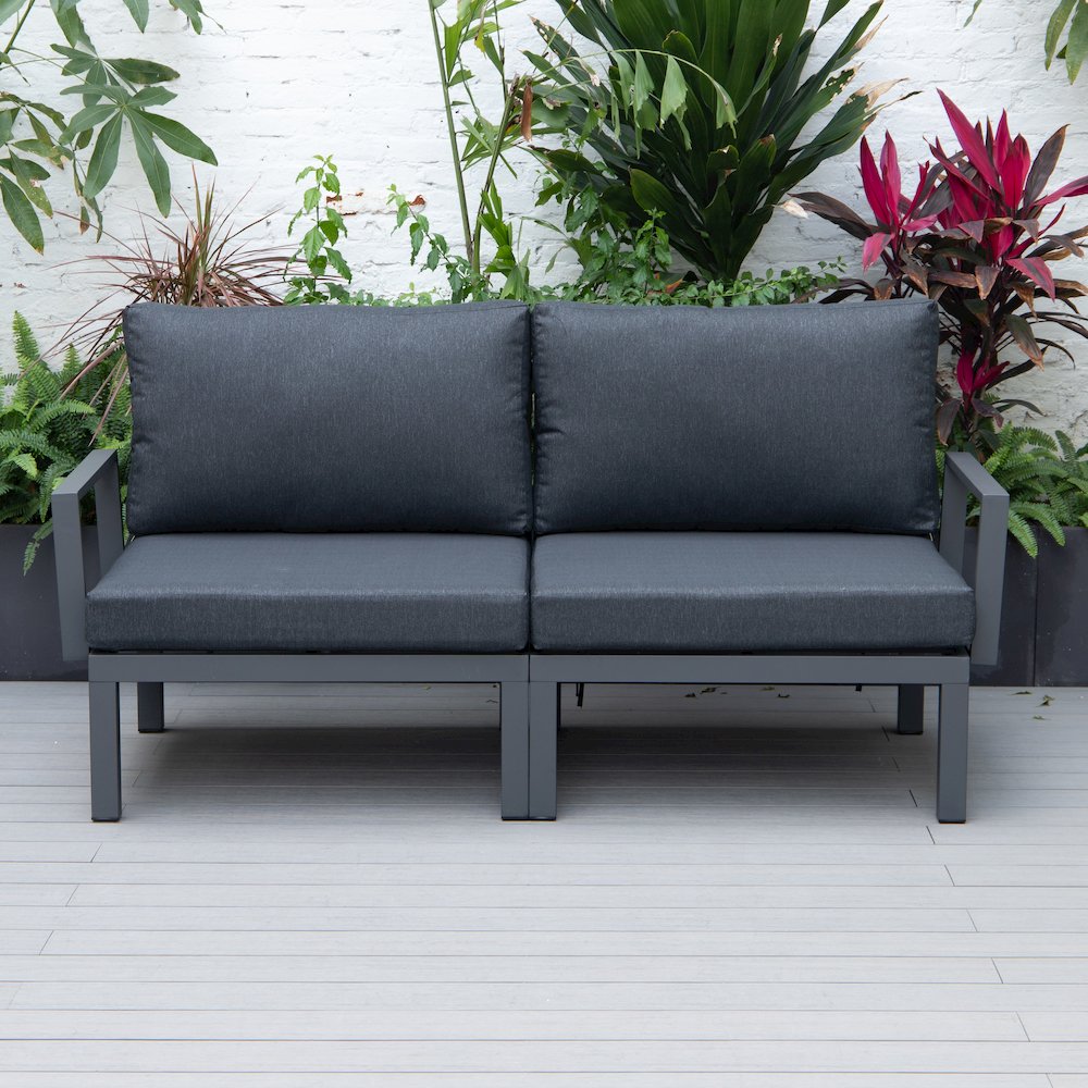 Hamilton Aluminum Patio Armchairs With Cushions Set of 2 in Black. Picture 1