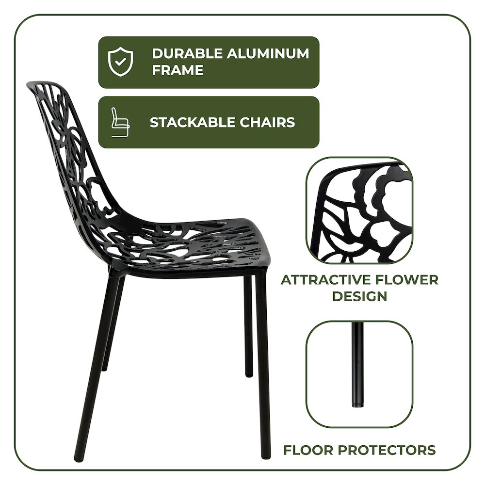 Devon Mid-Century Modern 5-Piece Aluminum Outdoor Patio Dining Set. Picture 23