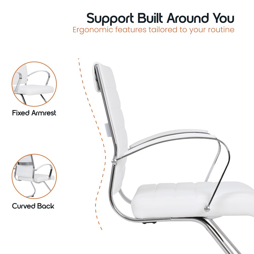 Benmar Home Leather Guest Office Chair in White. Picture 17