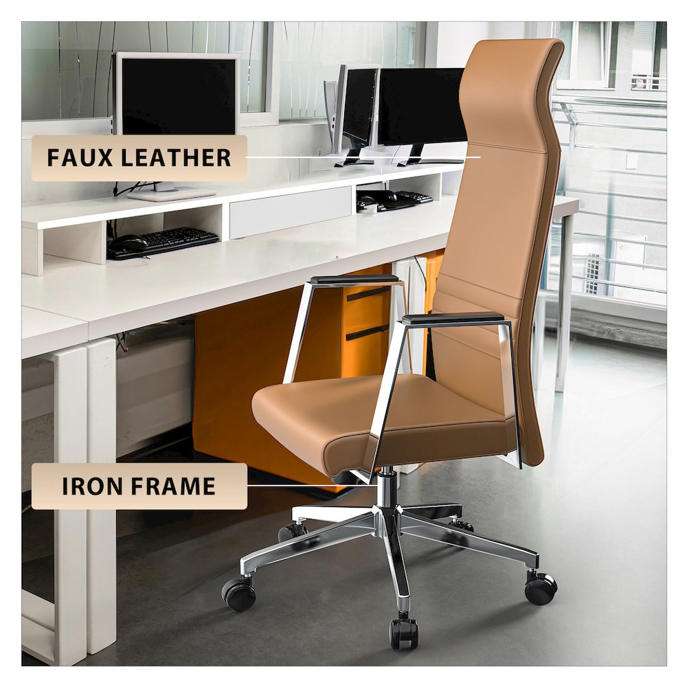 Aleen High-Back Office Chair in Acorn Brown. Picture 8