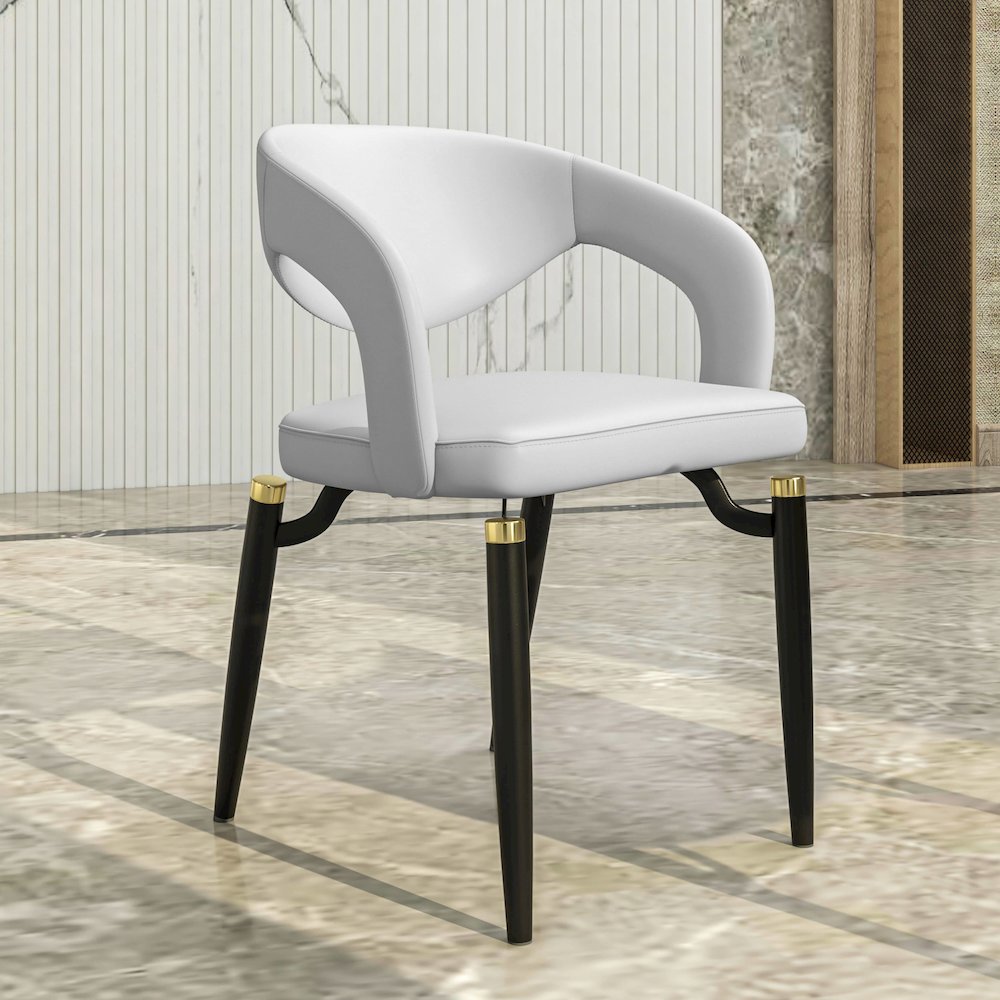 Entice Collection Modern Dining Chair Set of 2 in White. Picture 2
