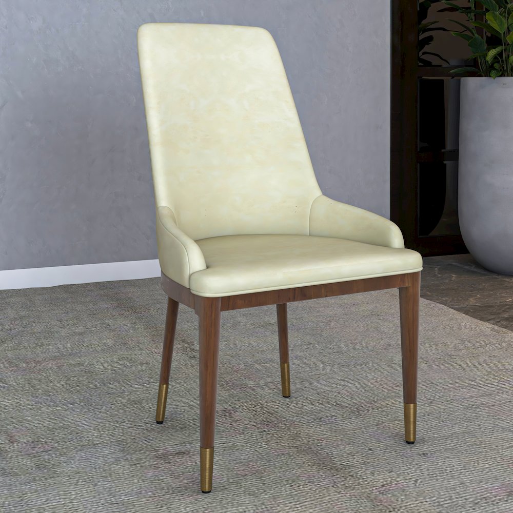 Viva Collection Modern Wooden Dining Chair in Cream Set of 2. Picture 5