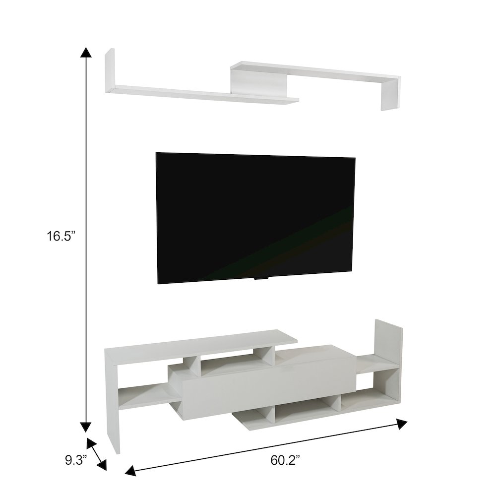 Surrey Modern TV Stand with MDF Shelves and Bookcase in White. Picture 22