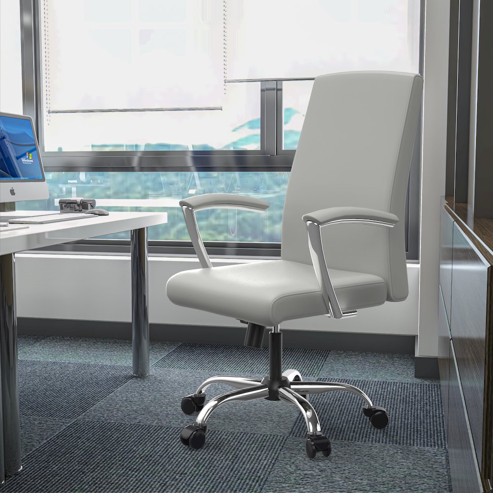Evander Series Office Chair in White Leather. Picture 9