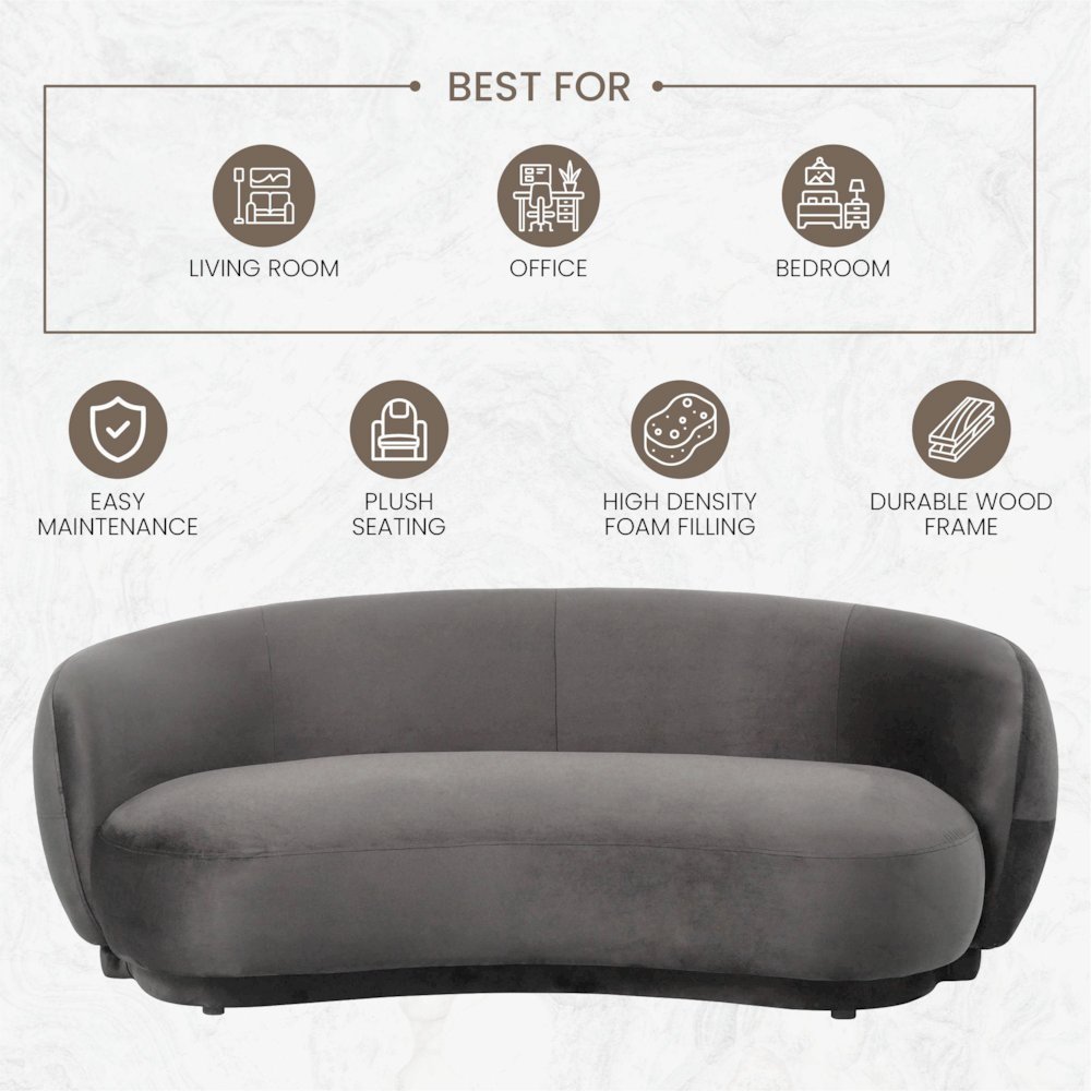 Faze Collection Modern Three Seater Sofa in Light Grey Velvet. Picture 7