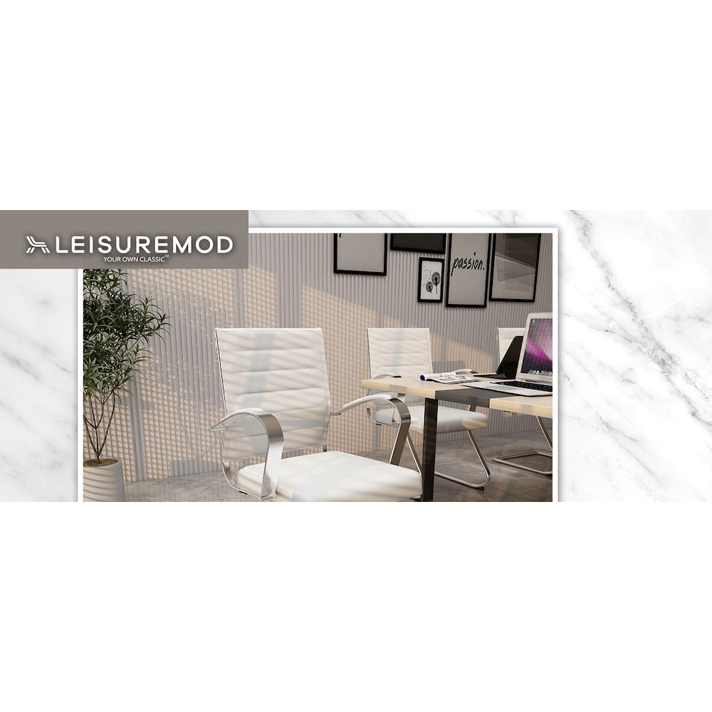 Benmar Home Leather Guest Office Chair in White. Picture 6