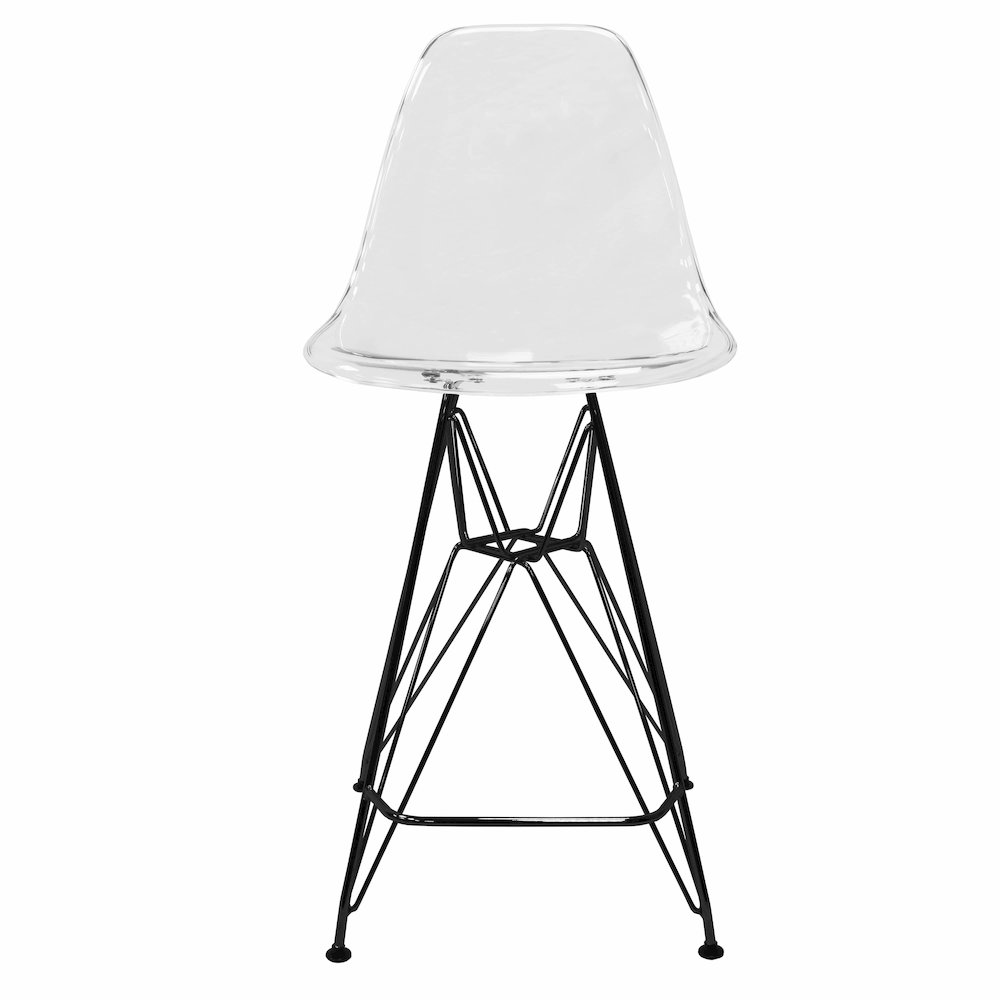 Modern Acrylic Bar stool Cresco Collection Black Base with Clear seat. Picture 25
