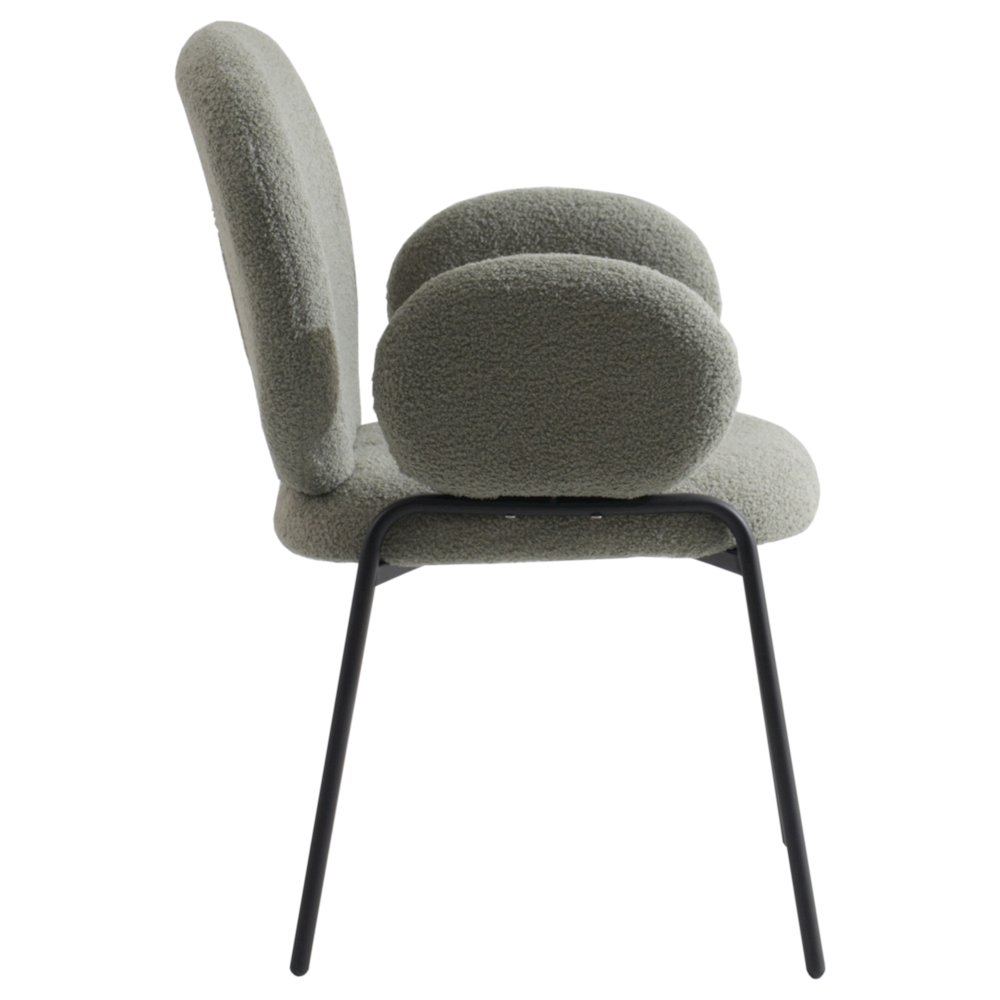 Celestial Series Boucle Dining Arm Chair, Black Frame with Green Fabric. Picture 3