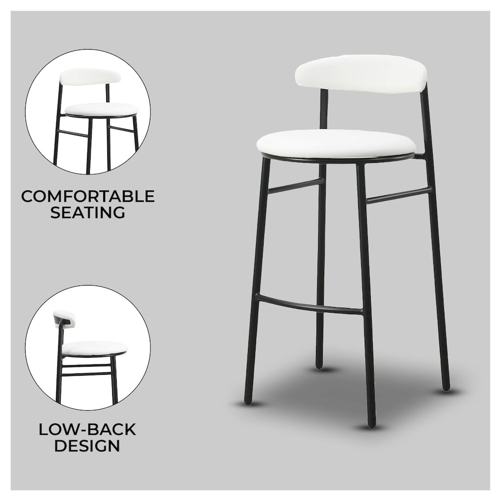 Lume Collection Modern Bar Stool in White. Picture 15