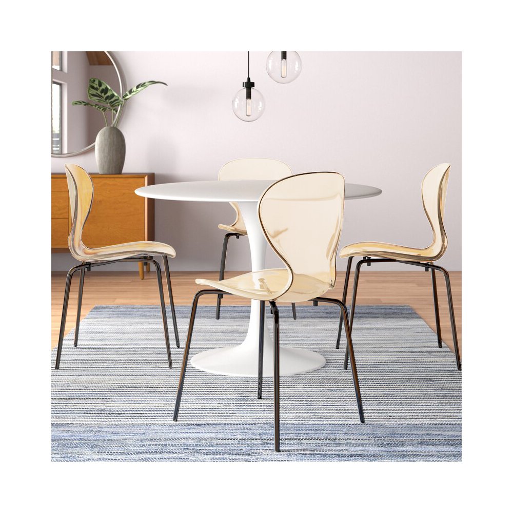 Modern Oyster Transparent Side Chair in Black Base. Picture 4