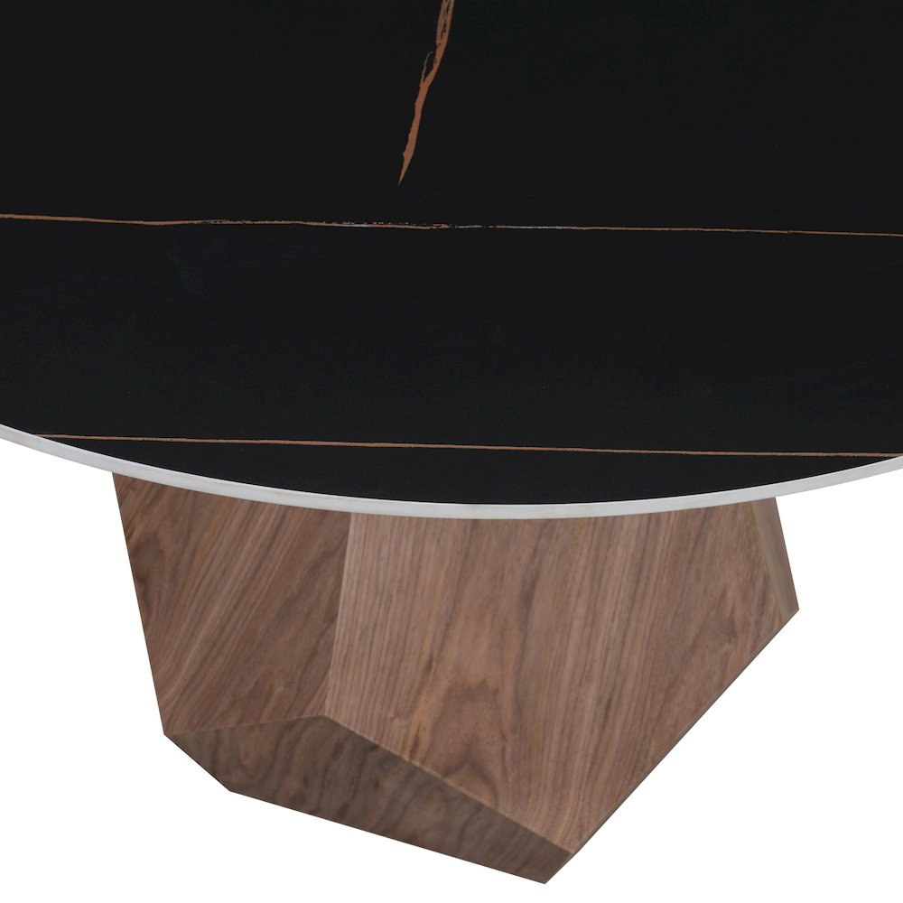 Nebo Modern Dining Table in Walnut Base with Black Sintered Stone  Top. Picture 12