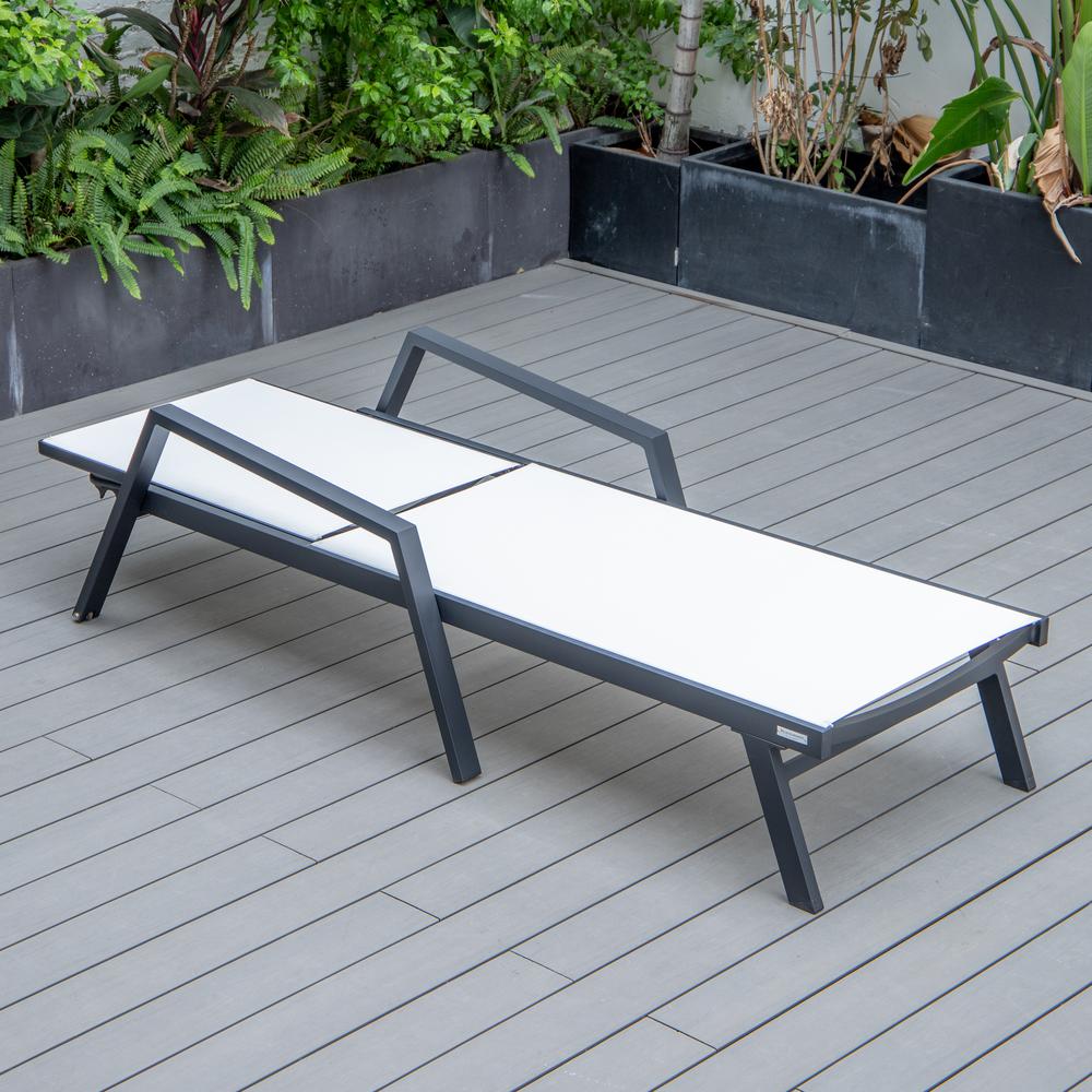 Marlin Patio Chaise Lounge Chair With Armrests in Black Aluminum Frame. Picture 4