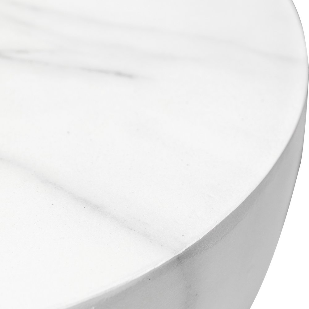 Sage Collection Fiberglass Outdoor Side Table in Marbled White. Picture 14