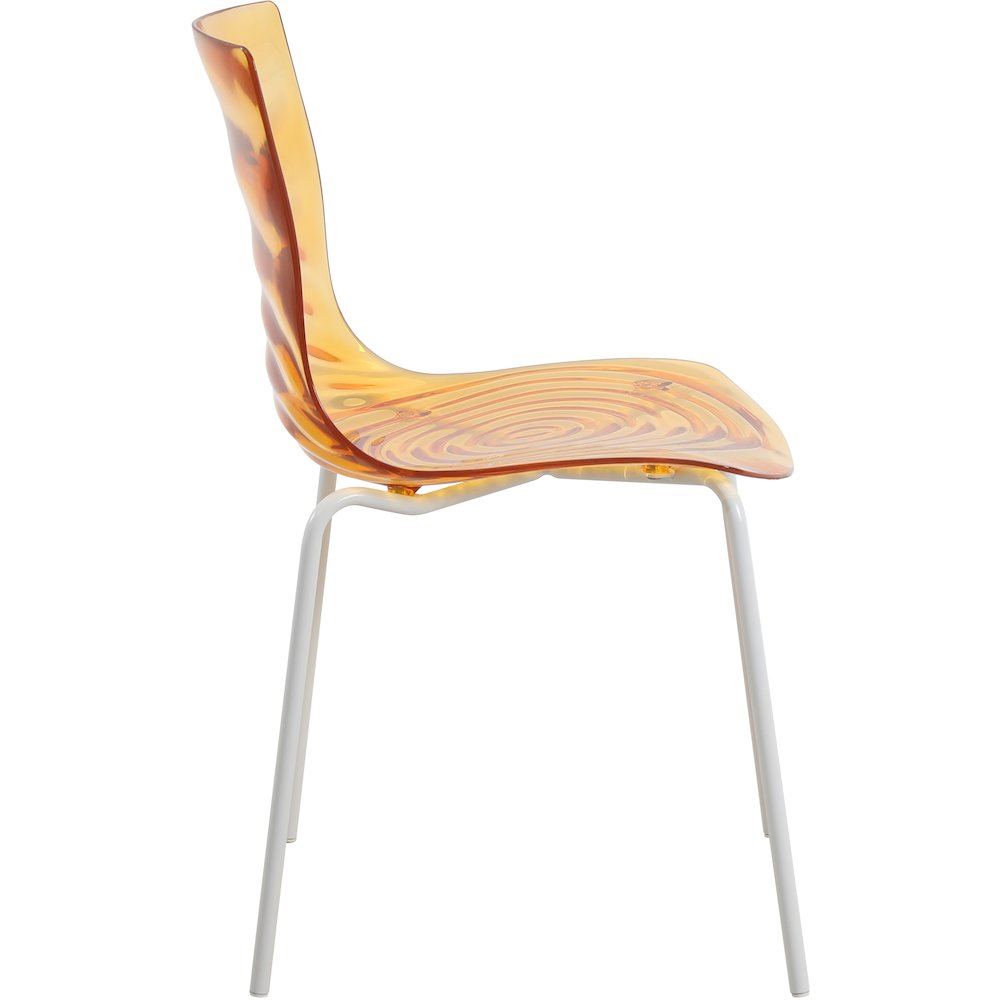 Astor Water Ripple Design Dining Chair in White Base Orange Seat. Picture 10