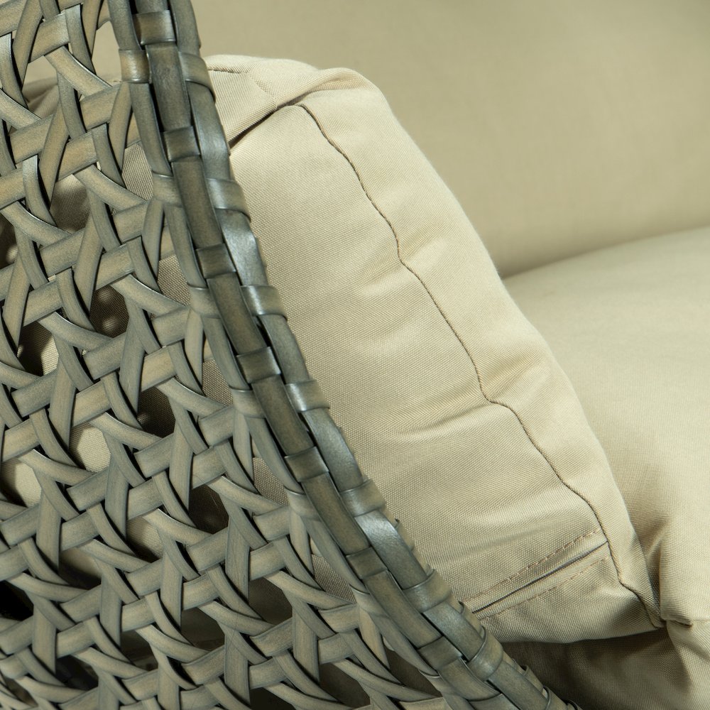Beige Wicker Hanging 2 person Egg Swing Chair. Picture 9