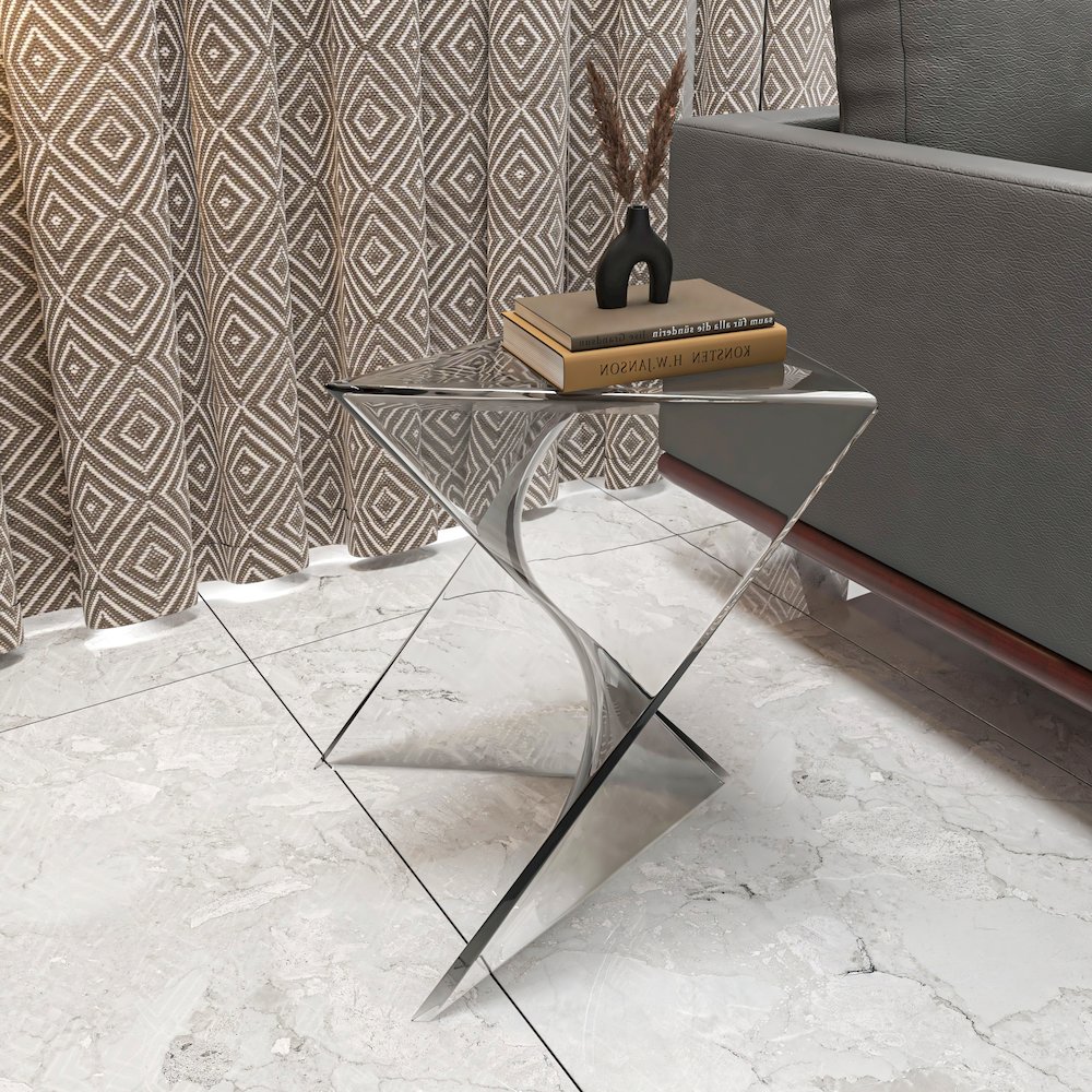 Randolph Modern Accent Side Table Indoor and Outdoor Use Clear. Picture 8