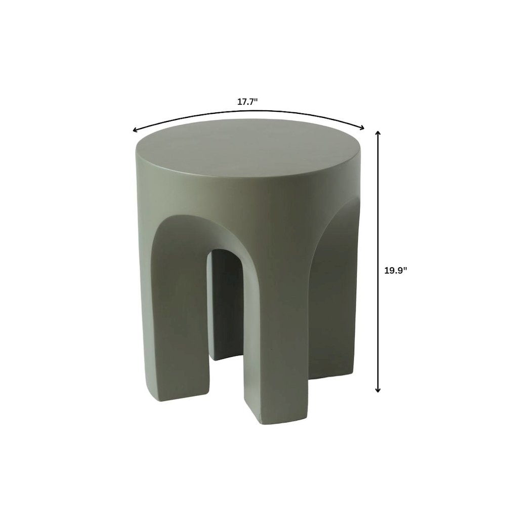 Crus Collection Fiberglass Outdoor Side Table in Grey. Picture 14